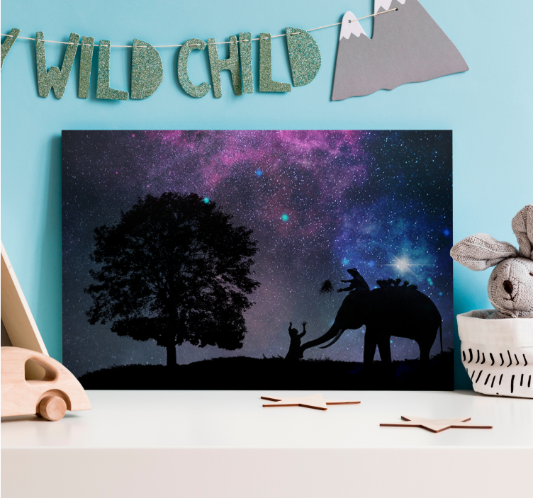 Tablou elefanți interacțiune cu elefanți copii - TenStickers