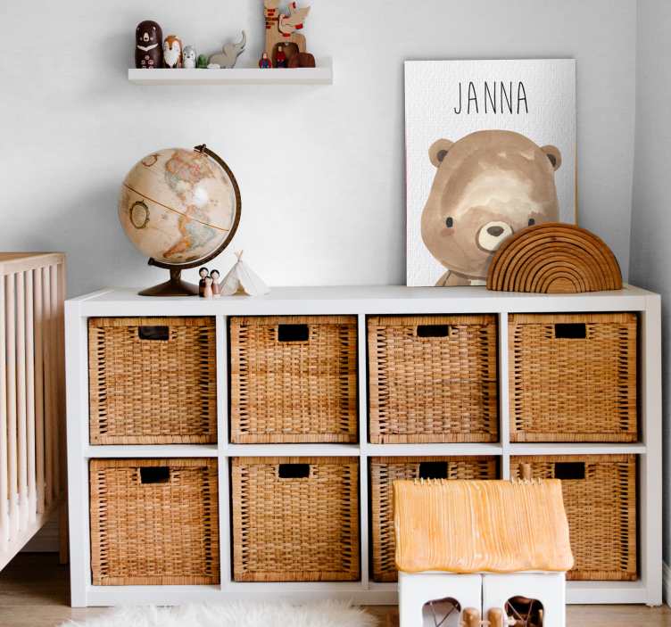 Tablou cameră pentru copii pui de urs cu nume - TenStickers