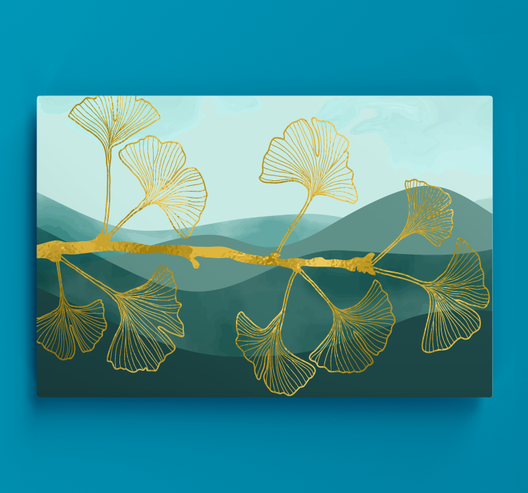 Tablou flori şi plante reflexie frunză de ginkgo - TenStickers