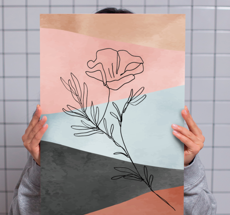 Tablou flori şi plante schiţă florală abstractă - TenStickers