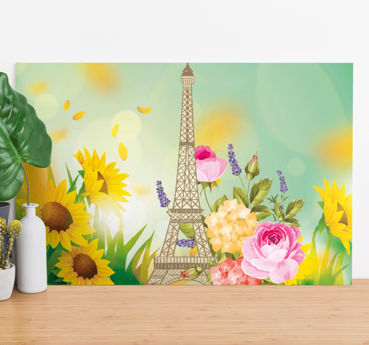 Tablou flori şi plante turnul eiffel floral - TenStickers
