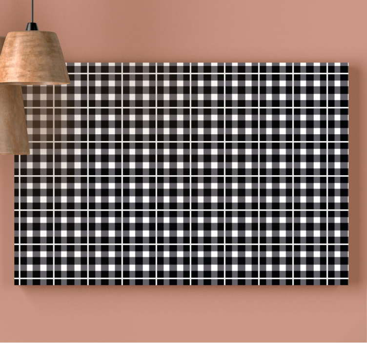 Tablou geometric grilaj alb-negru - TenStickers