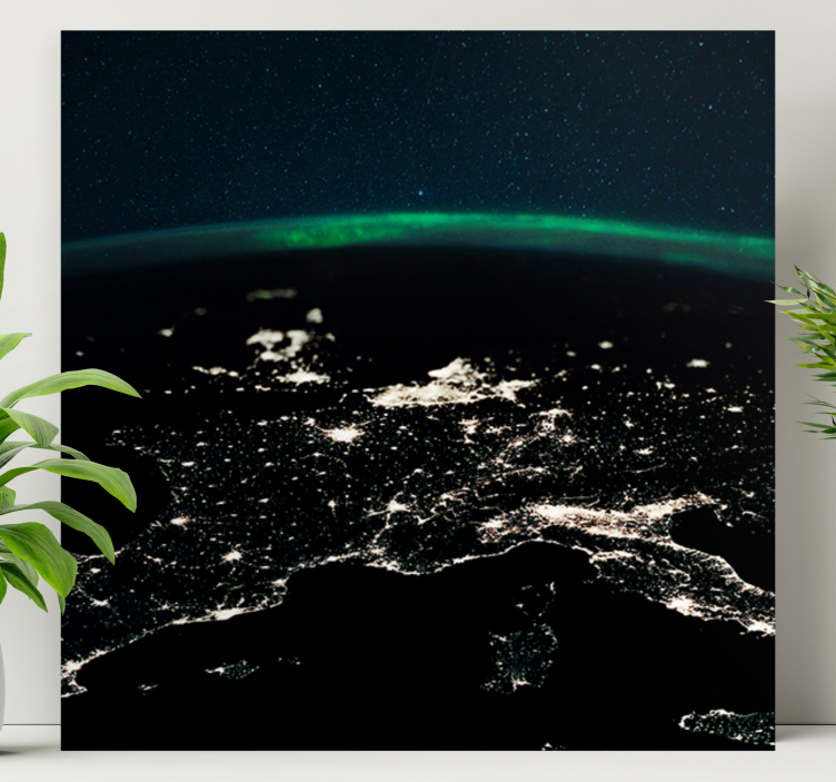 Tablou harta lumii vedere nocturnă aeriană - TenStickers