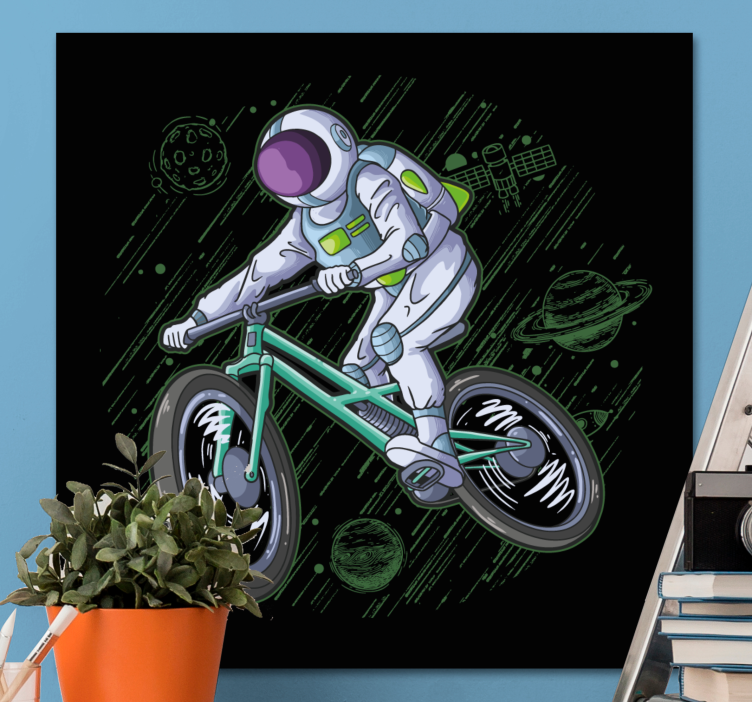 Tablou jocuri video astronaut pe bicicletă - TenStickers