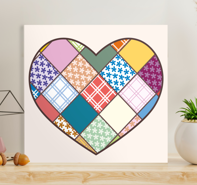 Tablou motivațional design patchwork inimă - TenStickers