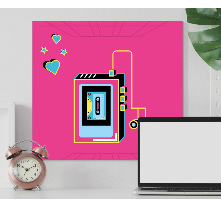 Tablou muzică iubire pe casetă retro - TenStickers