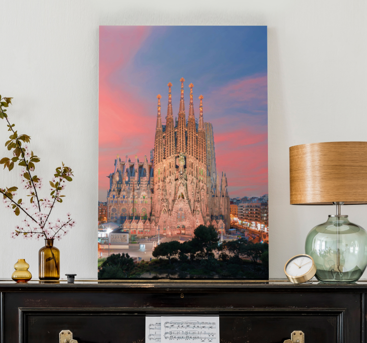Tablou orașe apus sagrada familia - TenStickers