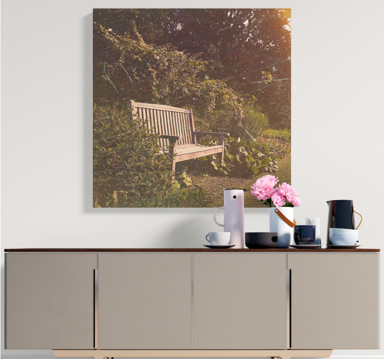 Tablou peisaje bancheta liniștită din grădină - TenStickers