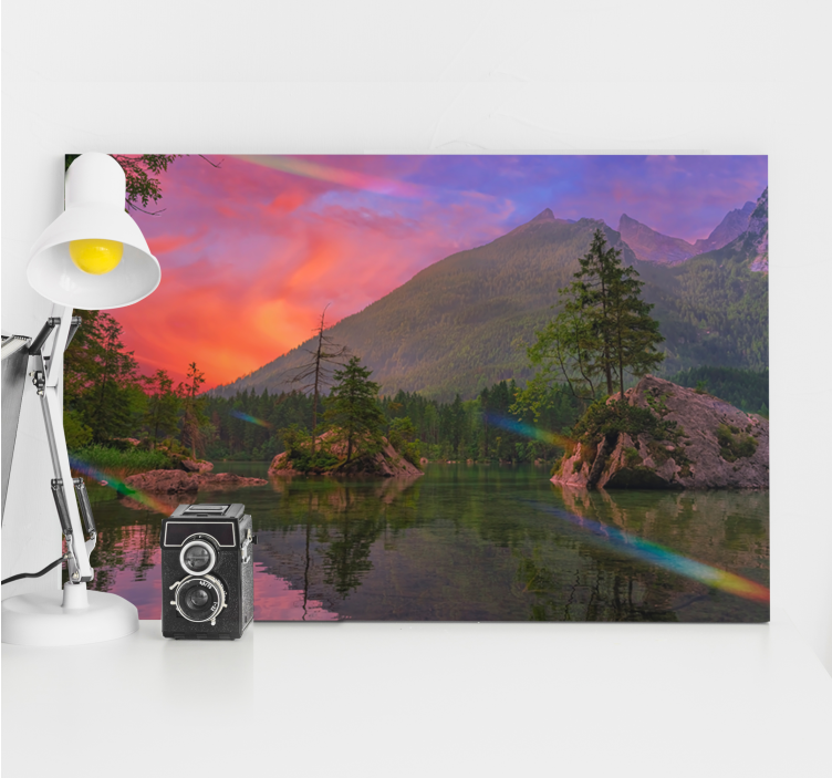 Tablou peisaje reflectarea munților în liniște - TenStickers