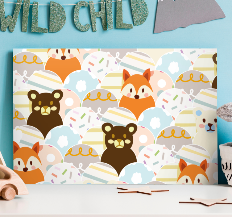 Tablou personaje fețe adorabile de animale - TenStickers