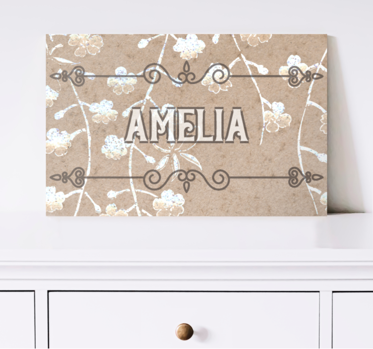 Tablou personalizat decor floral cu nume - TenStickers