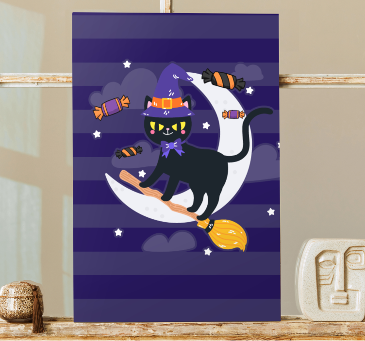 Tablou pisici vrăjitoarea cu pisica neagră - TenStickers