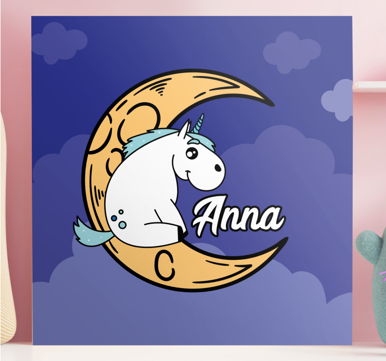 Tablou unicorni peisaj cu luna și unicorni - TenStickers
