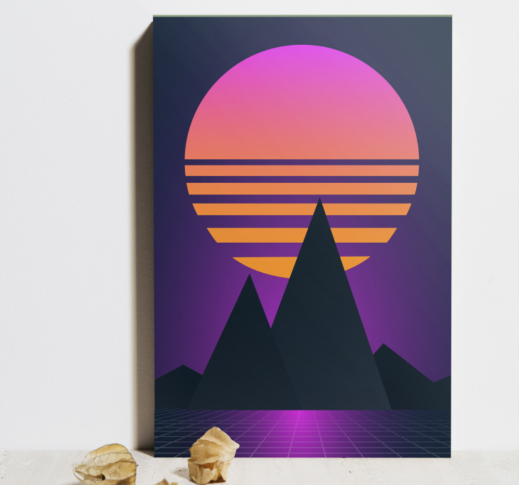 Tablou vintage apus de soare synthwave - TenStickers