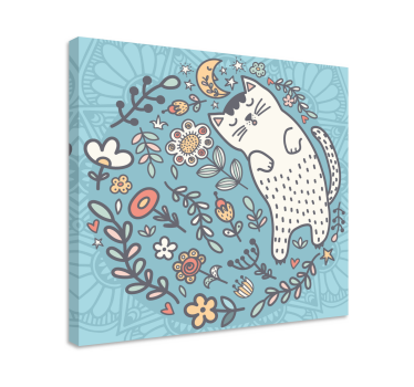 Adorabil pisică mandala print artă de perete - TenStickers