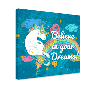 Unicorn multicolor frase unicorn canvas wall art - TenStickers
