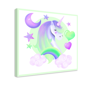 Inimă și curcubeu unicorn pânză artă de perete - TenStickers