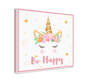 Unicorn frază fi fericit unicorn pânză artă de perete - TenStickers