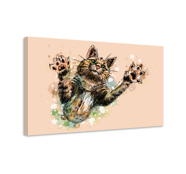Pânză de artă de perete pisică pictată drăguță - TenStickers