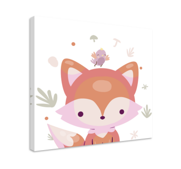 Drăguț vulpe bebeluș desen animat perete roz imagini de perete pe - TenStickers