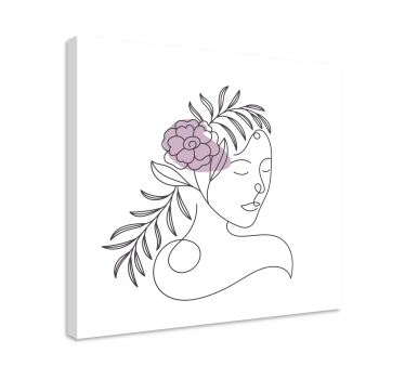 Desenat de fata femeii cu panza florala cu flori - TenStickers
