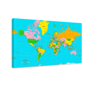 Pânză de artă colorată a hărții lumii atlas - TenStickers