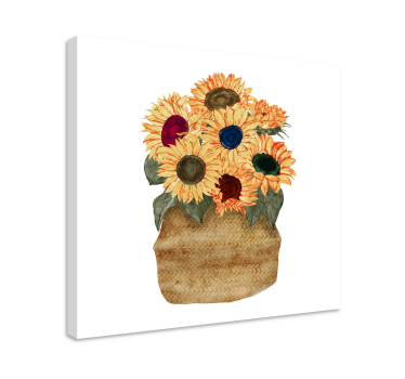 Ghiveci de floarea soarelui colorat panza florala - TenStickers