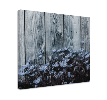 Floare de margaretă pe pânză florală din scândură de lemn gri - TenStickers