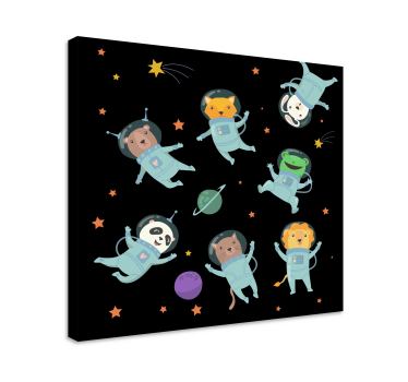 Animale astronauți în spațiu imagini de perete pentru creșă - TenStickers