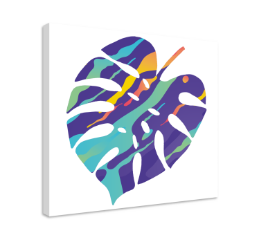 Pânză de perete geometrică de artă abstractă cu frunze colorate - TenStickers