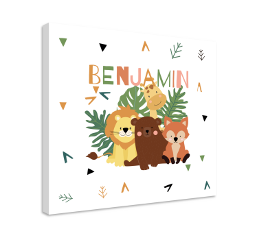 Animale sălbatice drăguțe cu frunze pânză de animale - TenStickers
