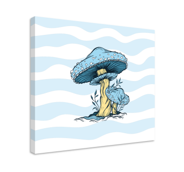 Albastru mashroom ilustrare bucătărie pânză artă - TenStickers