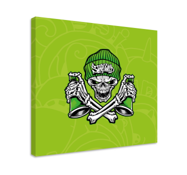 Ochelari craniu verde graffiti printuri de arta moderna pe panza - TenStickers