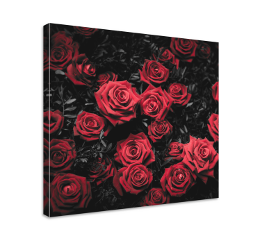 Alb-negru cu panza florală cu trandafiri roșii - TenStickers