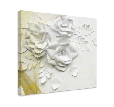 Flori albe aurii elegante poze cu panza 3d - TenStickers