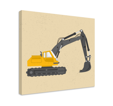 Excavator galben desenează imagini de perete pentru creșă - TenStickers