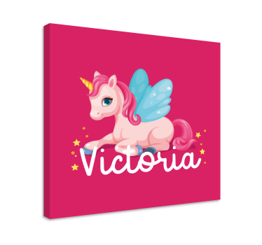 Amuzant roz unicorn fericit personalizabil imprimeuri de pânză - TenStickers