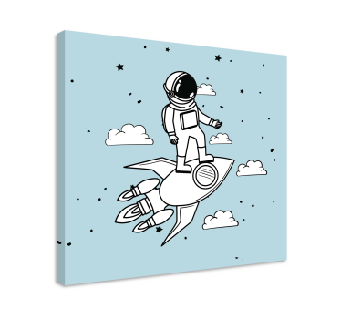 Rachetă astronaut și stele imprimeuri de artă modernă pe pânză - TenStickers
