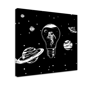 Ilustrarea unui astronaut într-o pânză de dormitor cu bec - TenStickers