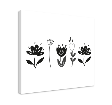 Pânză florală alb-negru cu flori - TenStickers
