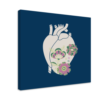 Inimă anatomică cu pânză florală cu flori roșii - TenStickers
