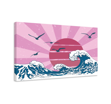 Marele val retro roz imprimeuri de perete vintage - TenStickers