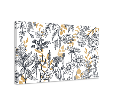 Variație „glamour floral” cu pânză florală aurie - TenStickers