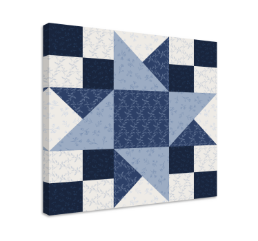 Patchwork stea albastră triunghi design geometric pânză înrămată - TenStickers
