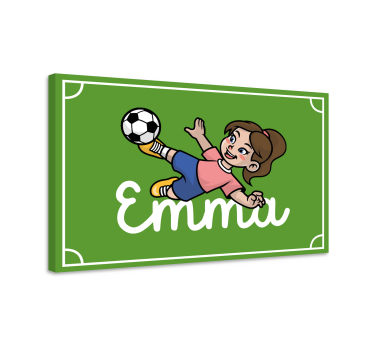 Fată fotbalist cu nume imprimeuri pânze personalizabile - TenStickers