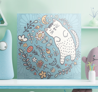 Adorabil pisică mandala print artă de perete - TenStickers