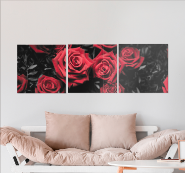 Alb-negru cu panza florală cu trandafiri roșii - TenStickers