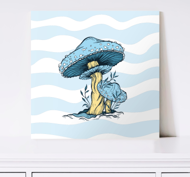 Albastru mashroom ilustrare bucătărie pânză artă - TenStickers