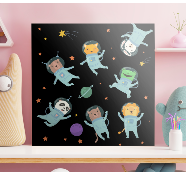 Animale astronauți în spațiu imagini de perete pentru creșă - TenStickers