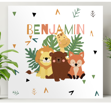 Animale sălbatice drăguțe cu frunze pânză de animale - TenStickers